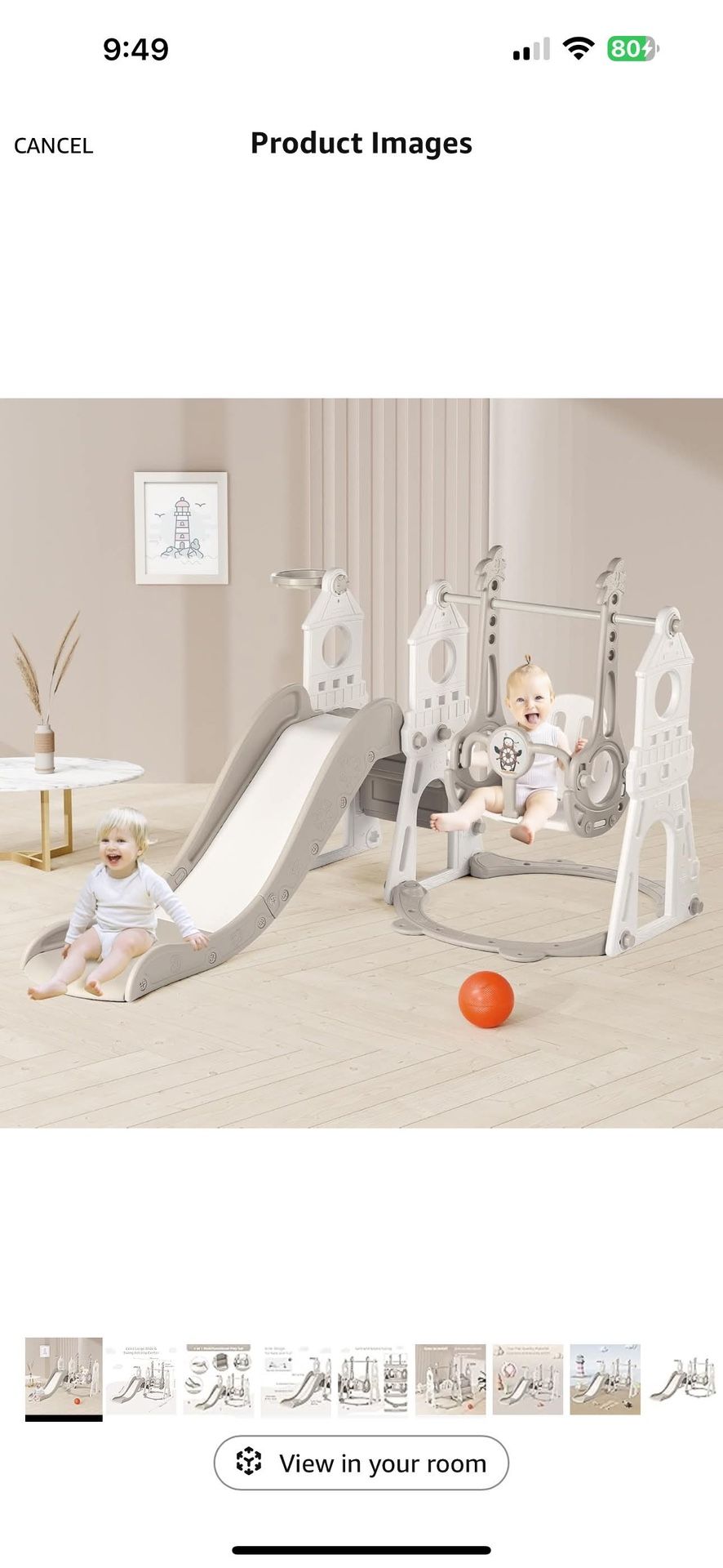 Swing Set White Gray Brand New