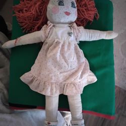 Vintage Hand Sewn Raggeddy Ann Type Doll 20" Long