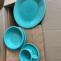 Fiesta Turquoise Ceramic Dinner Set
