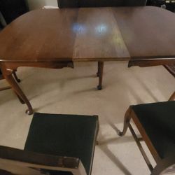 Old wood table and 4 chairs