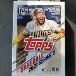 2021 Topps Baseball Series 2 Factory Sealed 67 Card Hanger Pack Box Relics Autos