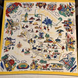 Vintage 1950’s California State Map Tablecloth