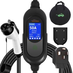 TopAutoGear Level 2 EV Charger, 50Amp Portable Electric Car Charger Fit For SAE J1772 EV 220V-240V NEMA 14-50 Plug,25FT Cable With Delay Timer Functio