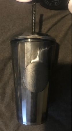 Starbucks black marble striped cold cup tumbler