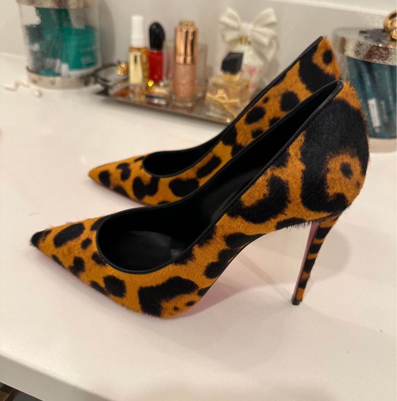 CHRISTIAN LOUBOUTIN Orange & Black Kate 100 Heels