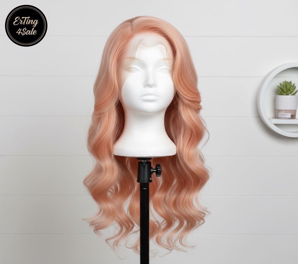 FULL LACE 24inch Peach HUMAN Hair Wig