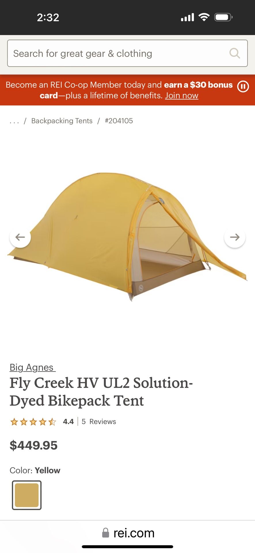 Big Agnes Fly Creek High Volume UL2 Tent