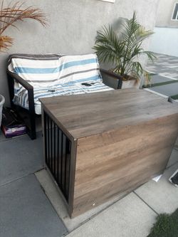 Wood and Metal Dog Crate End Table