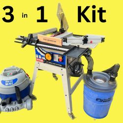 Ryobi Kit: 10” Table Saw Plus Bonus 6 Hp Shop Vac & Bonus Dust Collector