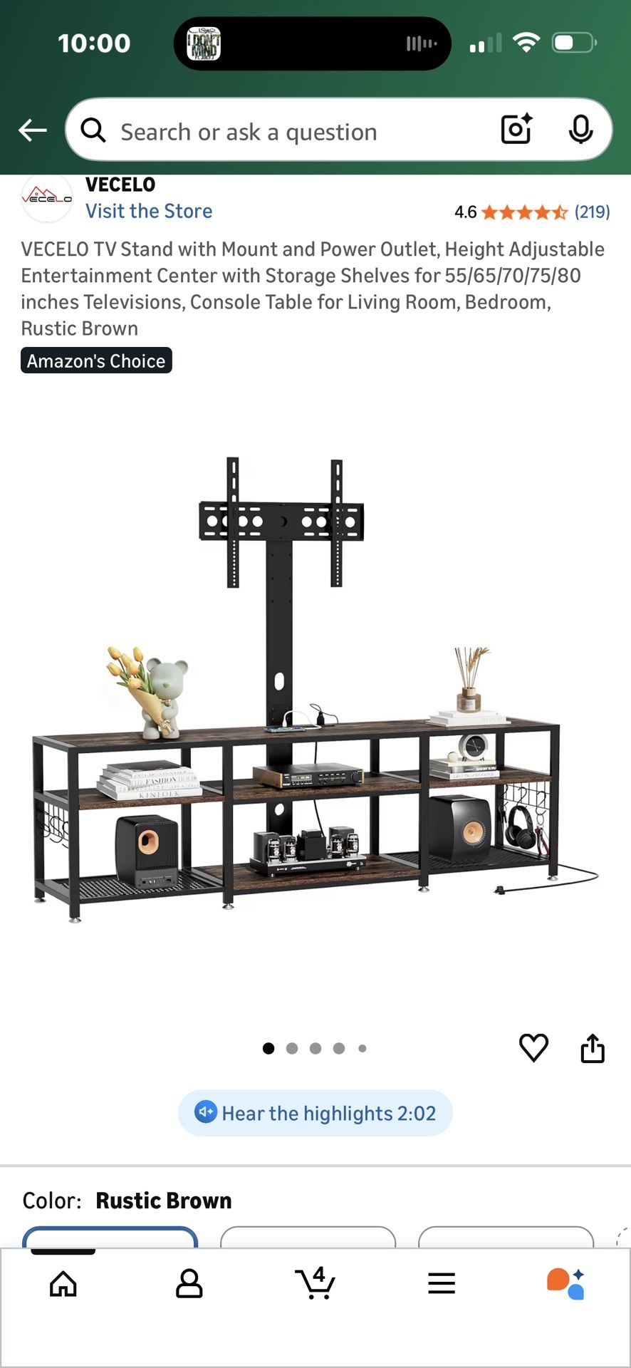 VECELO TV stand with mount for 32-80 inch TVs in the living room and bedroom
