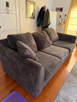 Comfy Gray Fabric 3-Seat Couch