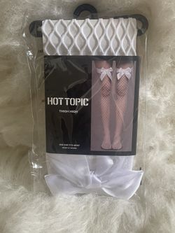 White Bow Fishnet Stockings