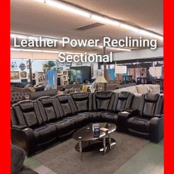 🤩 Power Reclining Leather Sectional 