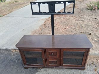 Wood TV Stand with TV Wall Mount Bracket