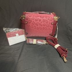 New red leopard box purse