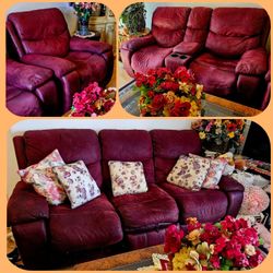 FOR SALE 3PCS..FULL LEATHER LIVING ROOM, TABLE