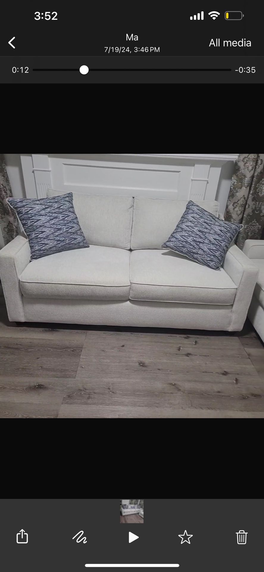 Three white and new couches. 2 large and 1 small, pillows included
