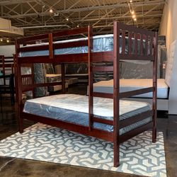 Twin Over Twin Bunk Bed Plus Mattress (Free Delivery)
