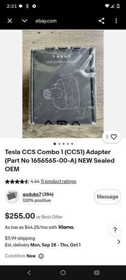 Tesla CCS Combo 1 Adapter – New Sealed OEM