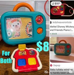 $8 Both Baby Toys Infantino Musical TV lullaby wind up & Disney Mattel sensory Toy