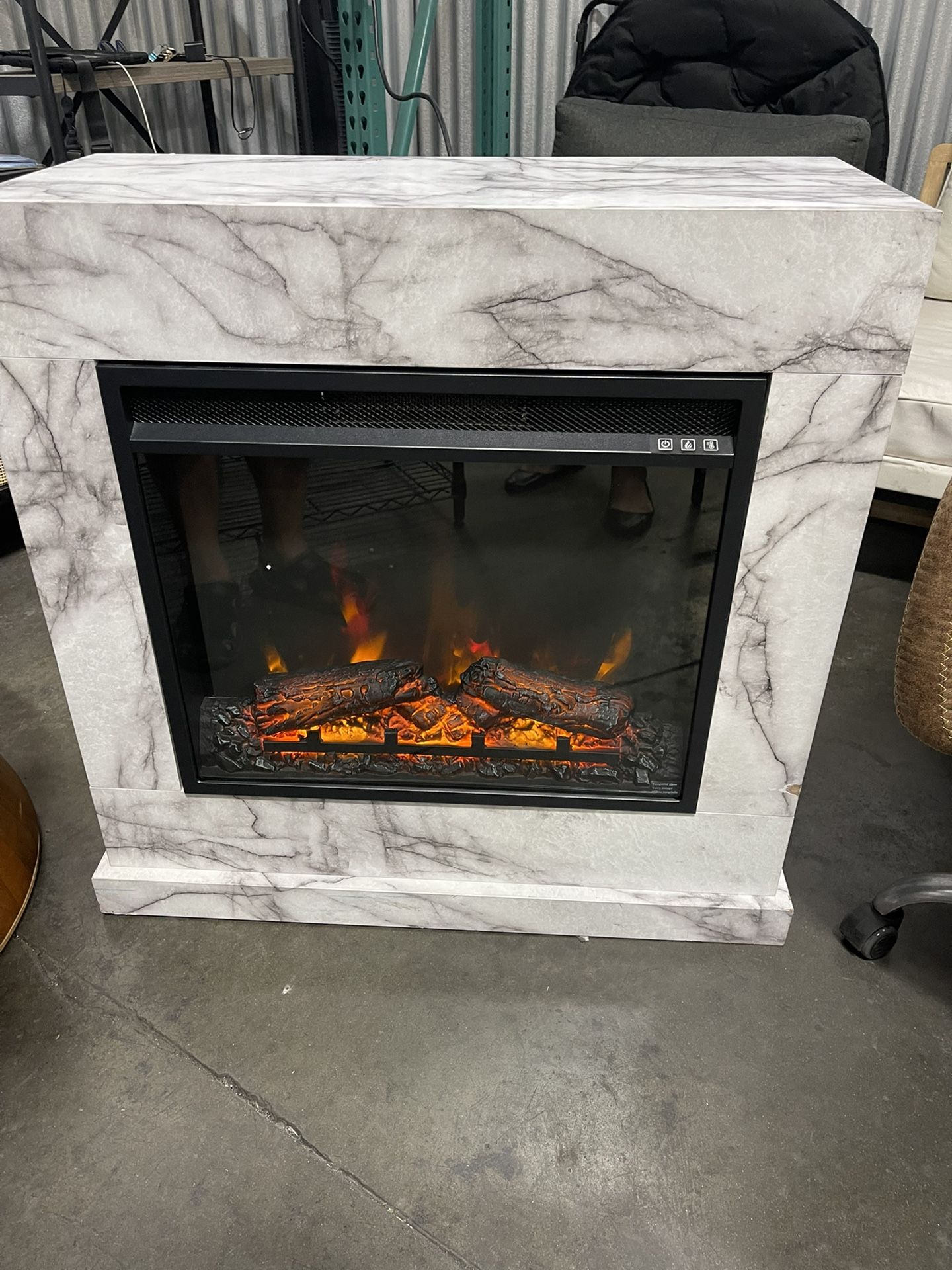 White Faux Marble with Gray Veining Fan-Forced Electric Fireplace /chiminea  Calenton De Marble Look for Sale in South Gate, CA - OfferUp