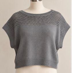Gray Cropped Knit Sweater Top