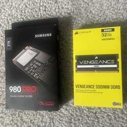 Samsung 980 Pro 2TB SSD 4.0 NVMe M.2 and Corsair Vengeance DDR5 32GB 4800mhz 