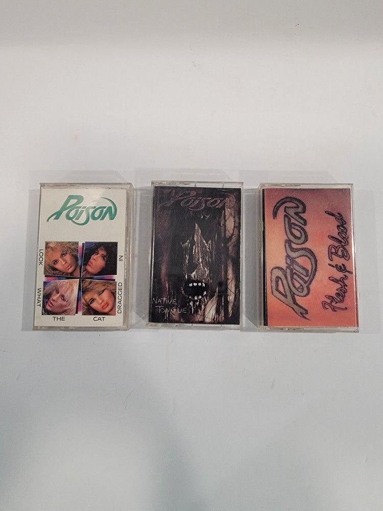 Set Of 3 Poison Cassette Tapes ~ AS IS, Not Tested