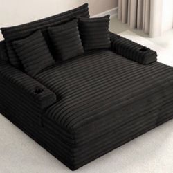 New Black Or White Oversized Chaise Lounge Sofa Couch Chair With Cup Holders And USB Ports 