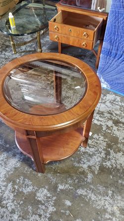 Solid wood round side table