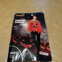 Woman’s Pumpkin Poncho Halloween Costume 