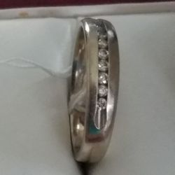 14k White Gold Diamond 0.1ctw Size 10