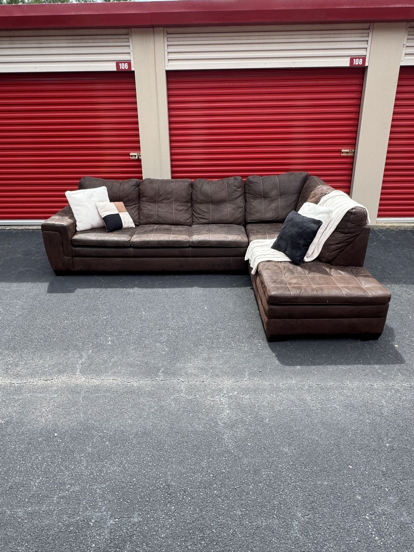 Chocolate L Sectional - FREE DELIVERY