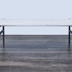 CB2 Slab Small Marble Coffee Table With Antiqued Silver Base