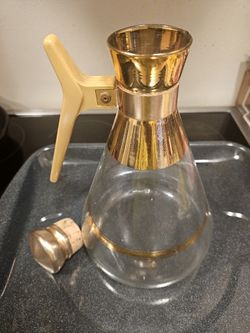 Vintage Inland Glass USA Gold Leaf Decanter
