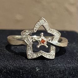 Garnet Star Ring S925 Sz 6,7,8