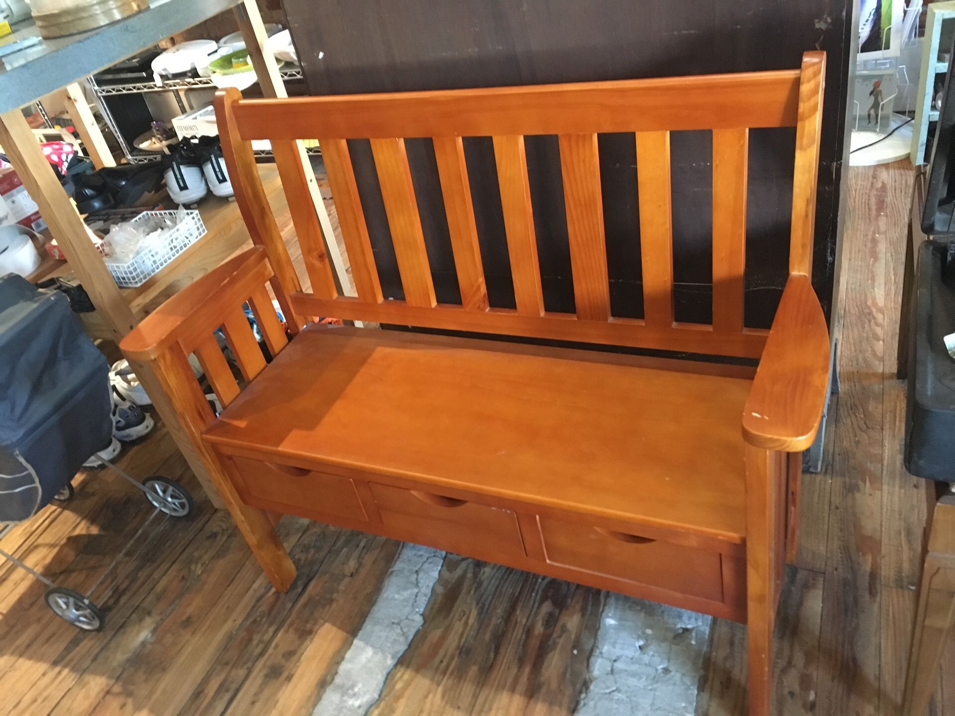 Wooden storage bench