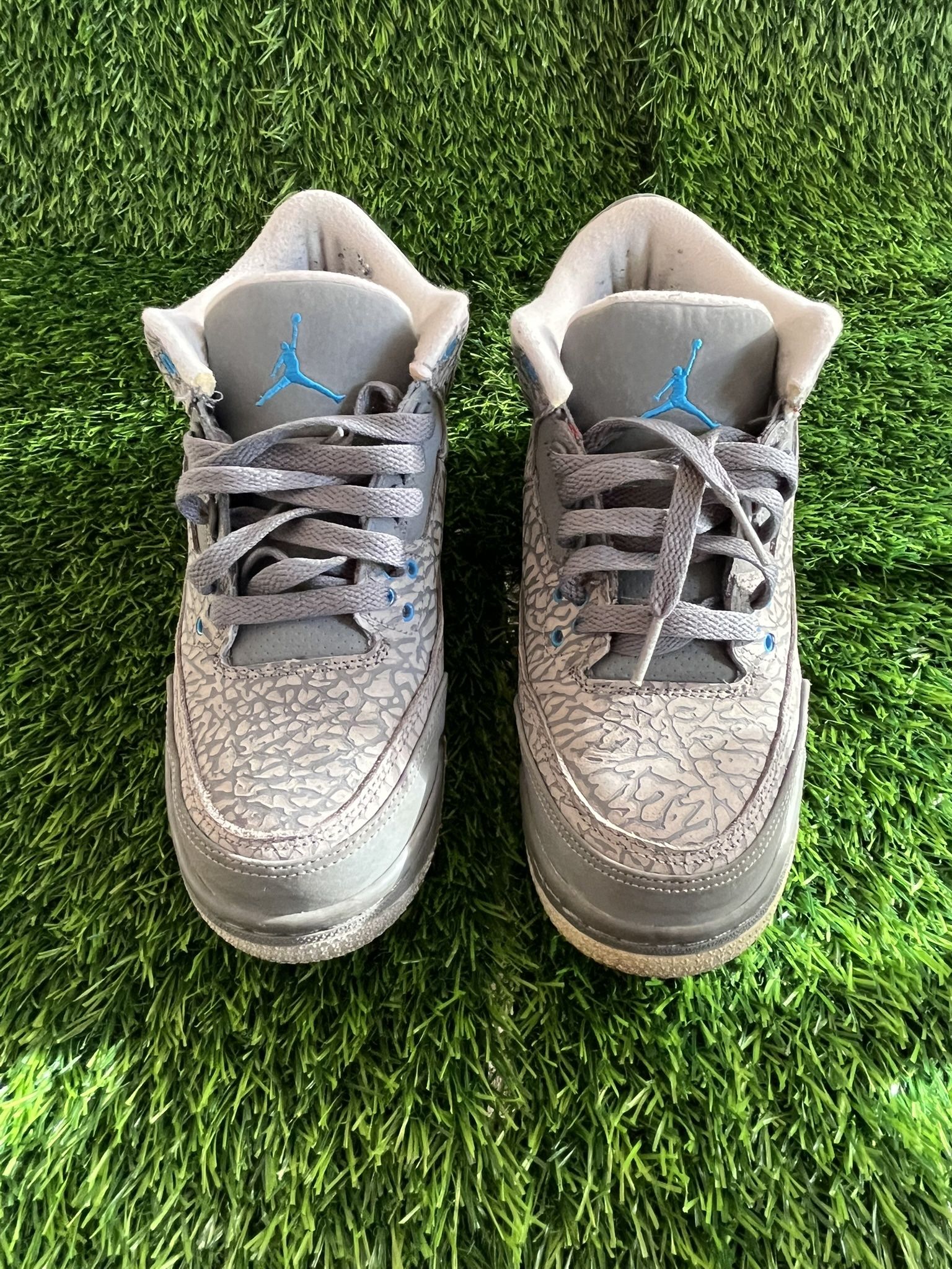 2011 Jordan Retro 3 Cool Grey Blue Flip Youth Size 7y