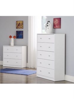 Brand new white 5 drawer dresser AND 3 drawer dresser set home bedroom furniture