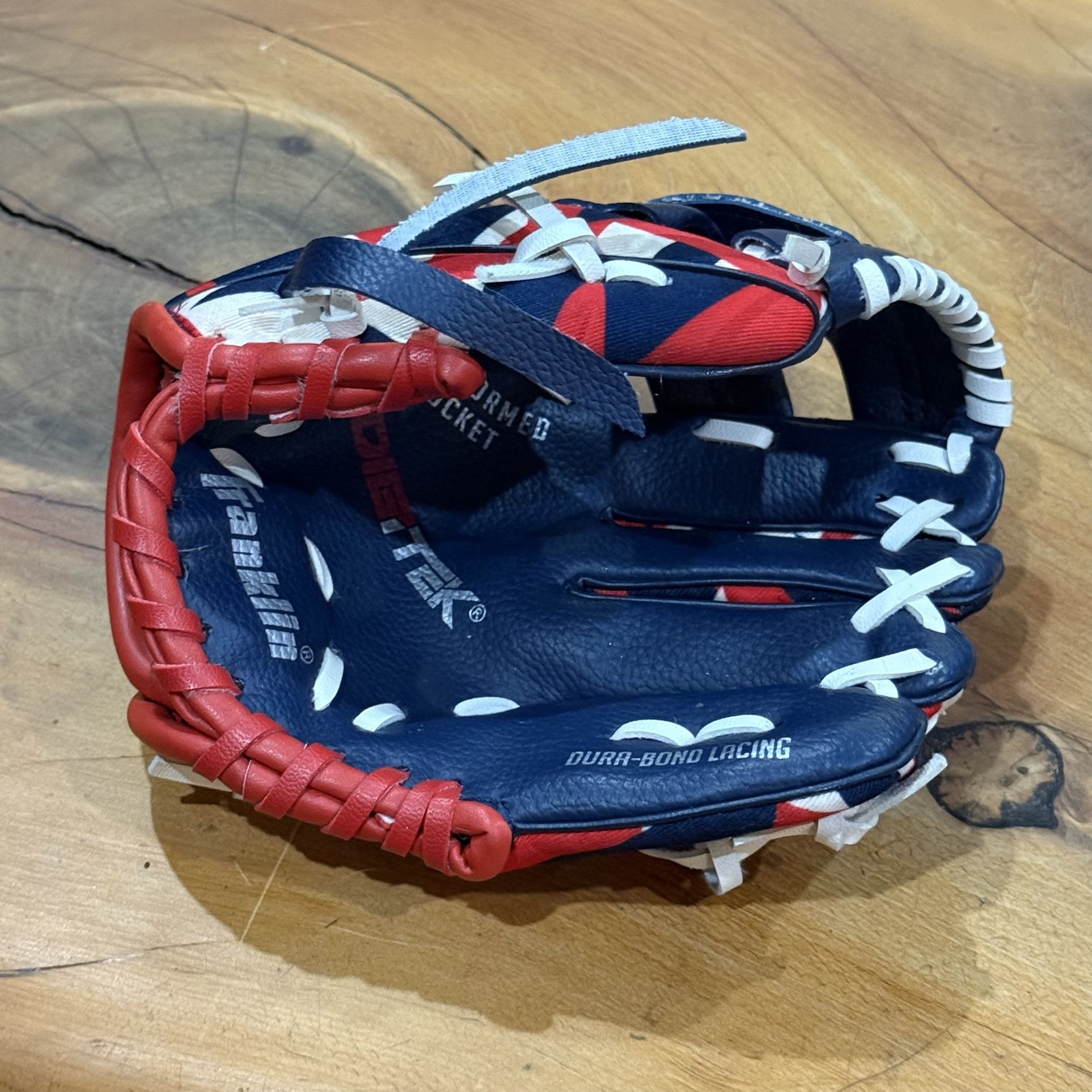 Franklin Youth Baseball Glove • Red White & Blue Camo • SHOK-SORB TEK • Hand Formed Pocket