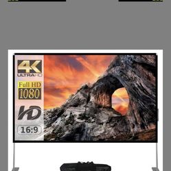 Outdoor Projector Screen with Stand 100 Inch: Portable Projection Screen for Outside Theater Home Ba
