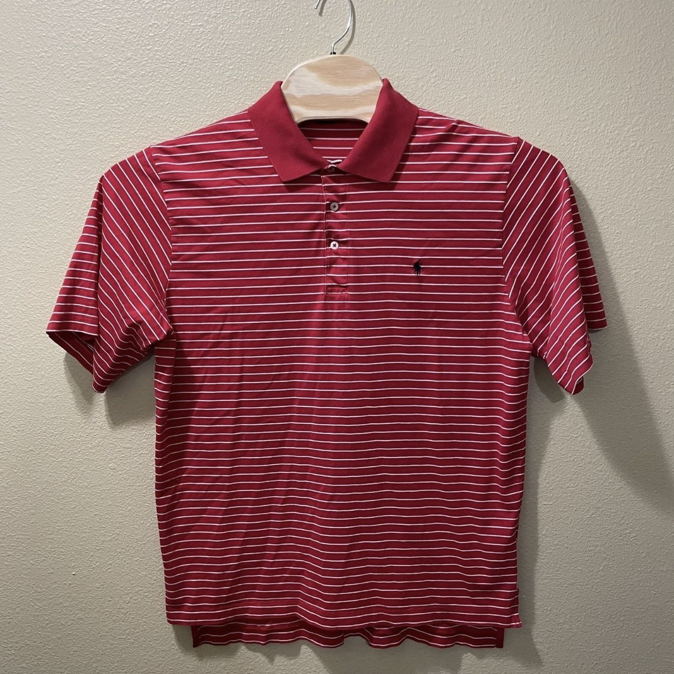 Men’s Large Polo Golf Ralph Lauren 100% Pima Cotton Red Striped Shirt