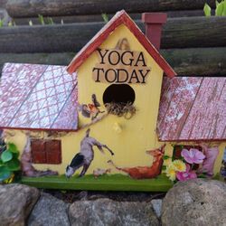 Birdhouse With Farm Animals Doing. Yoga