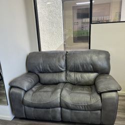 Grey Leather Couch 
