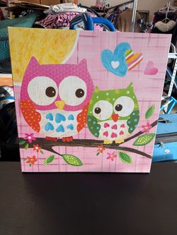 Oopsy Daisy Too Fine Art For Kids Love 'n' Nature - Owl Pair Canvas Art