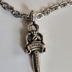 Chrome Hearts Dagger Pendant With Silver Chain Necklace 925