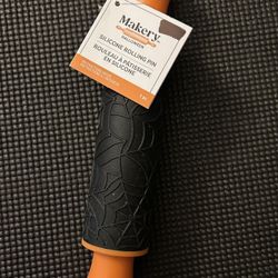 Makery Halloween Spider Web Embossed Design Silicone Rolling Pin NWT