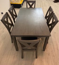 Modern 7-Piece Dark Gray Dining Set