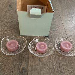 Partylite Tealight Candle Holders Clarity Trio 3 Pc. Glass Pebble Textured P9207