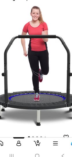 40" Mini Trampoline for Adults and Kids Exercise Rebounder with Adjustable Bar Fitness Trampoline